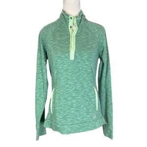 Avalanche Snap Neck Athletic Pullover Pockets Thumb Holes Green Size Medium